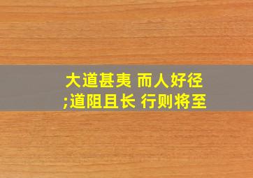 大道甚夷 而人好径;道阻且长 行则将至